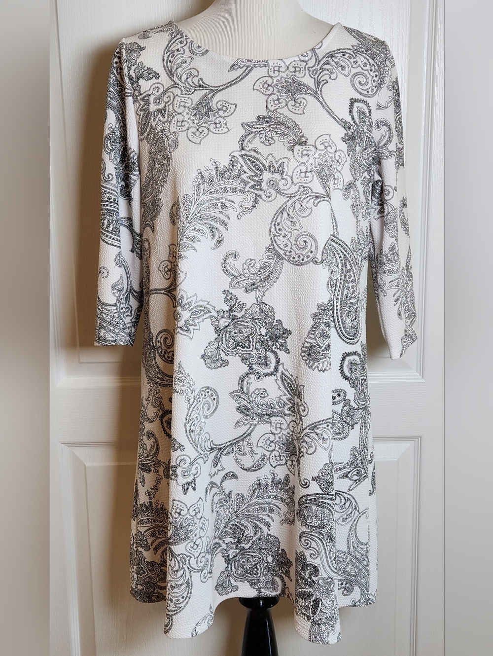 MSK Petite XL PXL Womens Pullover Dress Textured Floral Paisley Print USA Vtg
